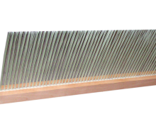 Linear brush in wood, covered by glass fibre